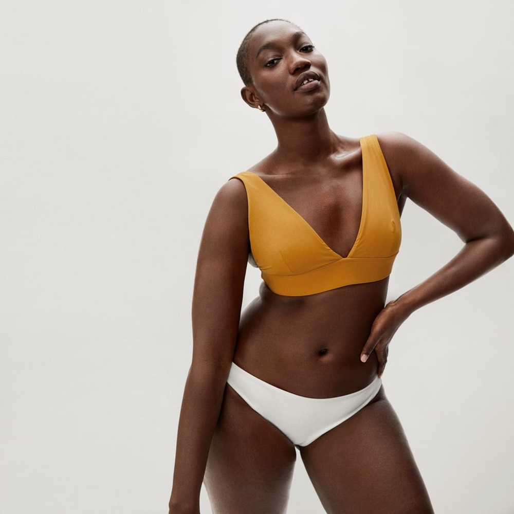 Everlane The Triangle Bikini Top in Marigold, Size M